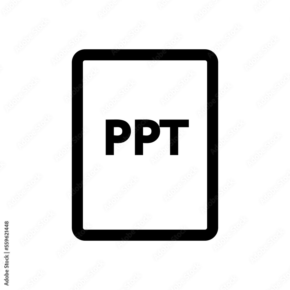 PPT file icon line isolated on white background. Black flat thin icon on modern outline style. Linear symbol and editable stroke. Simple and pixel perfect stroke vector illustration. PPT file icon line isolated on white background. Black flat thin icon on modern outline style. Linear symbol and editable stroke. Simple and pixel perfect stroke vector illustration.
