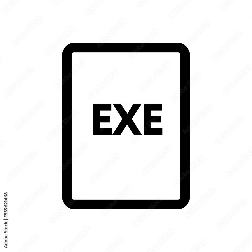 EXE file icon line isolated on white background. Black flat thin icon ...