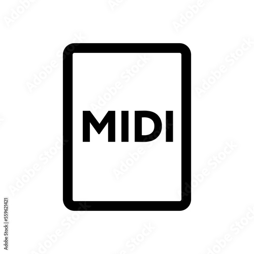 MIDI file icon line isolated on white background. Black flat thin icon on modern outline style. Linear symbol and editable stroke. Simple and pixel perfect stroke vector illustration.