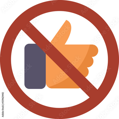 Restricted dislike icon flat vector. Social media. Negative person isolated