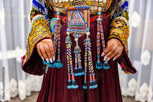 Afghani bride's in traditional wedding outfit