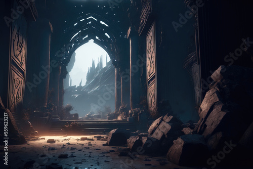 Photo fantasy scene ancient ruins, game design inspiration