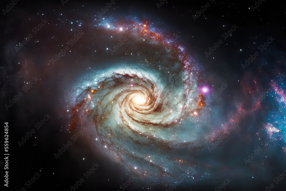 Galaxies and the Milky Way Nebula in space. Generative AI