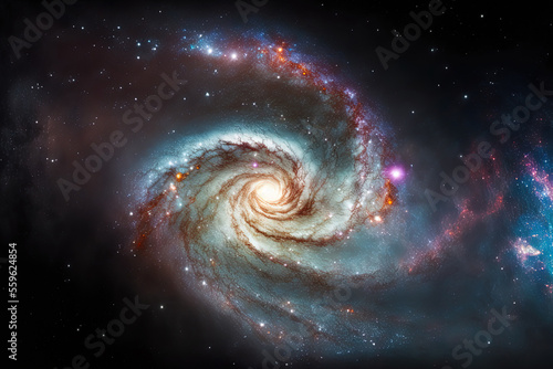 Galaxies and the Milky Way Nebula in space. Generative AI