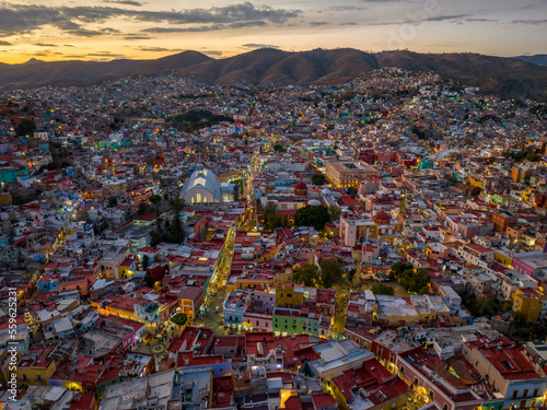 view of the city of guanajuato at sunset