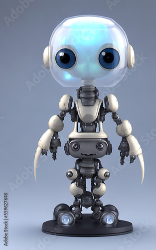 Generative AI image of tiny translucent steampunk alien robots, cute and adorable © Patrick Shan Boe