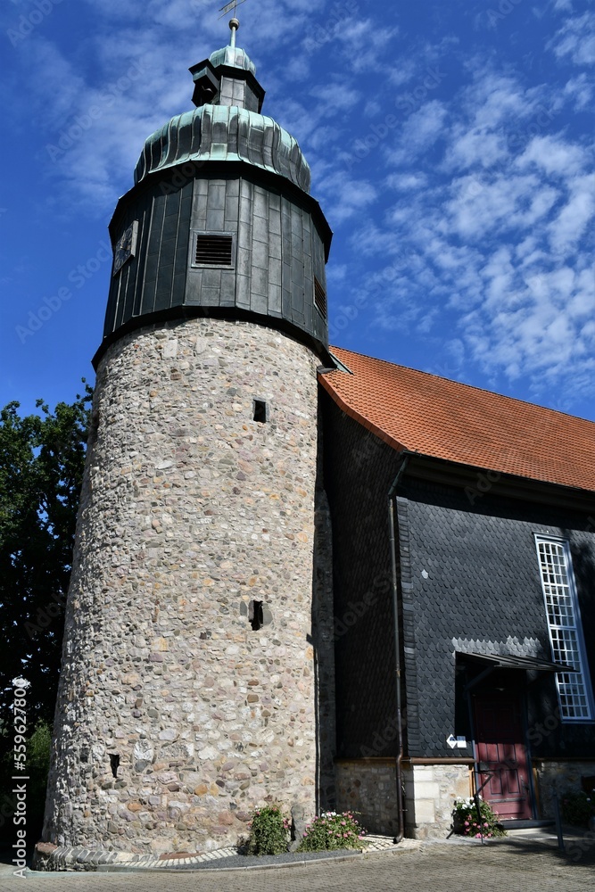 Turm der St.-Pankratius-Kirche in Hattorf am Harz