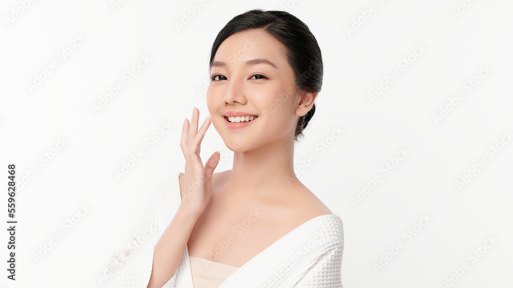 Beautiful young asian woman with clean fresh skin on white background, Face care, Facial treatment, Cosmetology, beauty and spa, Asian women portrait. Beautiful young asian woman with clean fresh skin on white background, Face care, Facial treatment, Cosmetology, beauty and spa, Asian women portrait.