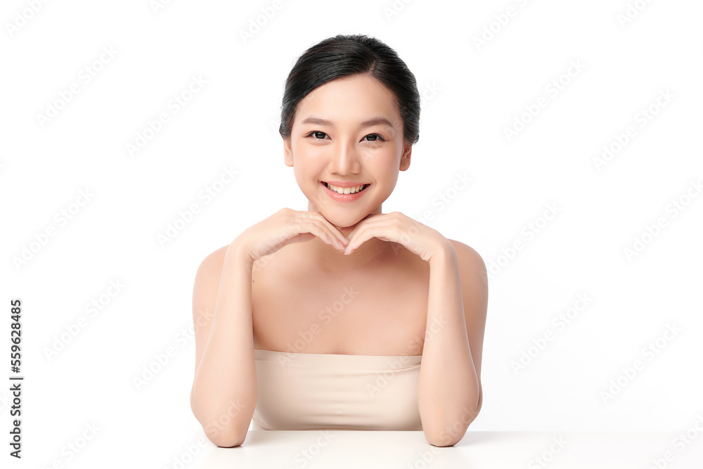 Beautiful young asian woman with clean fresh skin on white background, Face care, Facial treatment, Cosmetology, beauty and spa, Asian women portrait. Beautiful young asian woman with clean fresh skin on white background, Face care, Facial treatment, Cosmetology, beauty and spa, Asian women portrait.