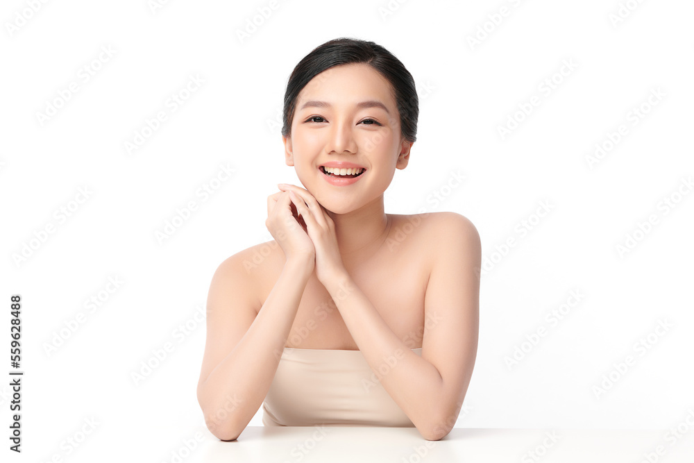 Beautiful young asian woman with clean fresh skin on white background, Face care, Facial treatment, Cosmetology, beauty and spa, Asian women portrait. Beautiful young asian woman with clean fresh skin on white background, Face care, Facial treatment, Cosmetology, beauty and spa, Asian women portrait.