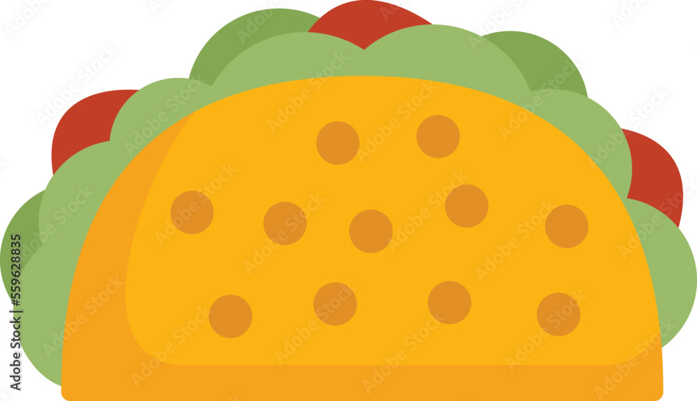 Happy taco icon flat vector. Tacos menu. Mexican food isolated Happy taco icon flat vector. Tacos menu. Mexican food isolated