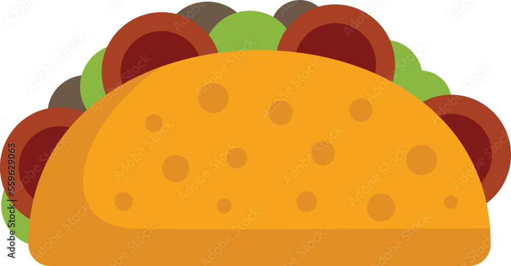 Kid taco icon flat vector. Mexican food. Tacos beef isolated Kid taco icon flat vector. Mexican food. Tacos beef isolated