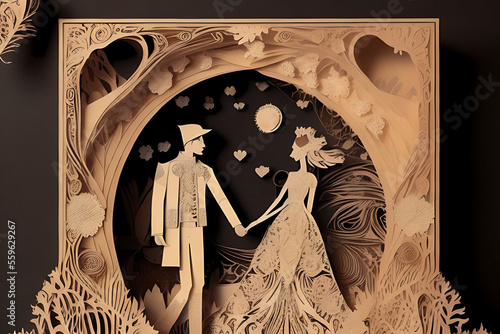 Obraz na płótnie exquisite wedding couple invitation card design w salonie