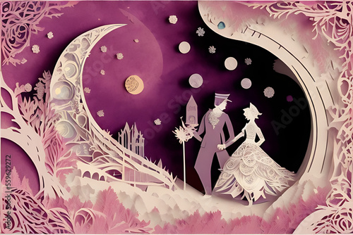 Obraz na płótnie exquisite wedding couple invitation card design w salonie
