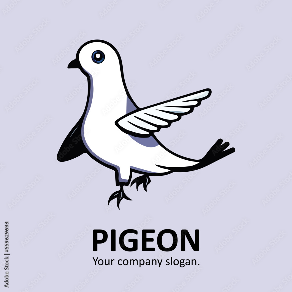 Fototapeta premium Elegant logo with dove, pigeon. Vector template for company business brand. Simple product design emblem, symbol of peace