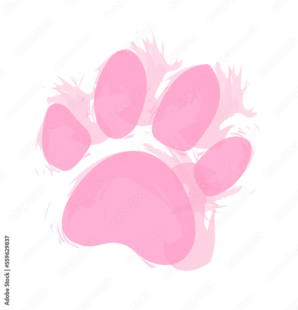Różowy odcisk psiej łapy grafika - obrazy, fototapety, plakaty 