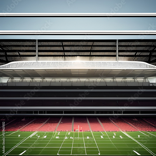 exterior photo of a football stadium nobody, daylight, indirect lighting generative ai