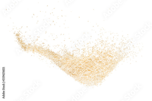 Obraz na plátně White Sesame seeds flying explosion, White grain wave floating