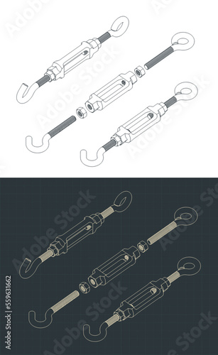 Turnbuckle isometric blueprints