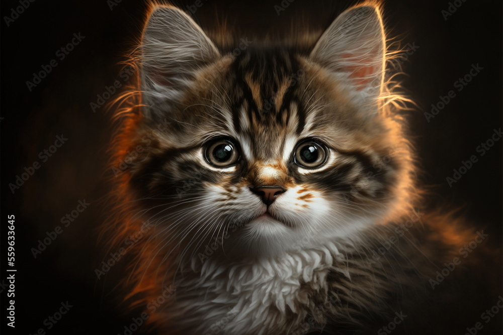 closeup cute cat portrait, lovely animal, Made by AI,Artificial intelligence