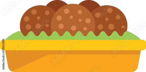 Arabic falafel icon flat vector. Cooking plate. Vegan salad isolated