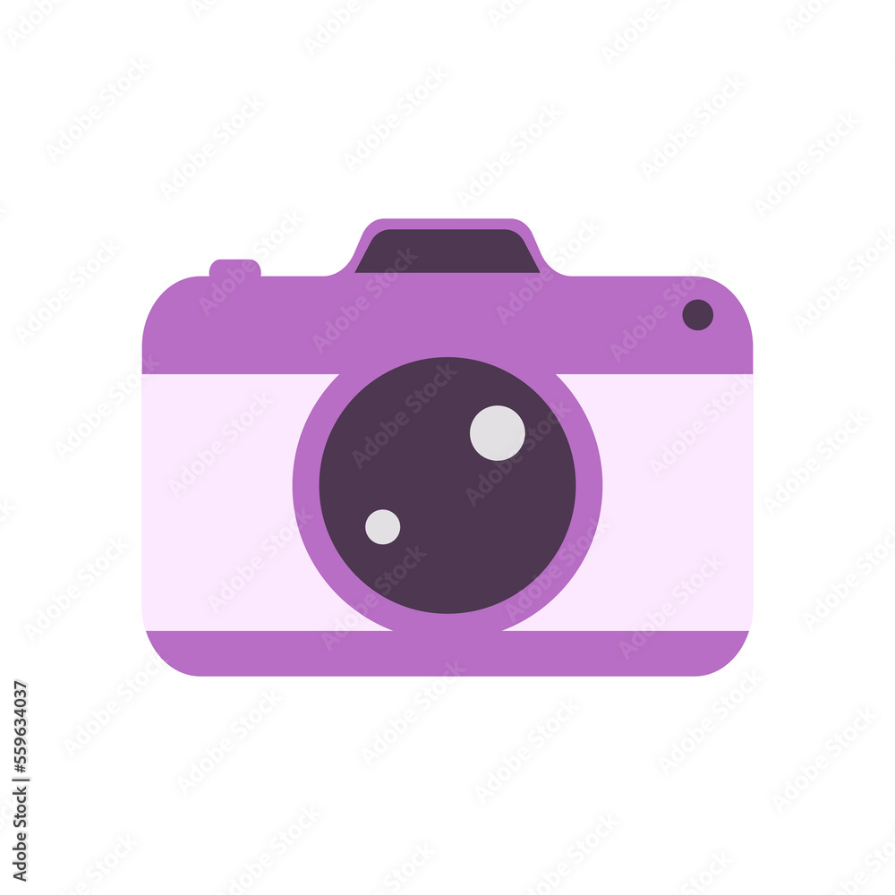 Camera purple. Photocamera icon. Flat vector illustration of photocamera. Isolated on
white background Camera purple. Photocamera icon. Flat vector illustration of photocamera. Isolated on
white background
