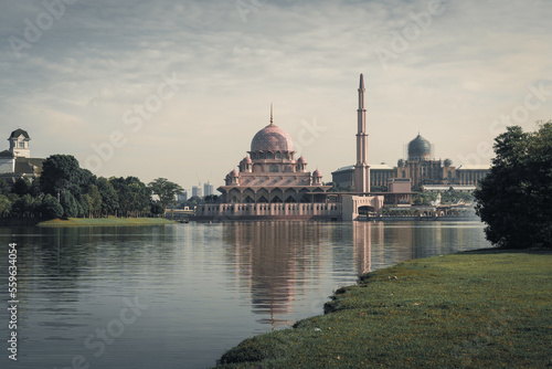 putra mosque pink mosque located in putrajaya lakeside malaysia