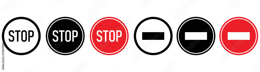 stop icon set. traffic board icon collections symbol, vector illustration stop icon set. traffic board icon collections symbol, vector illustration
