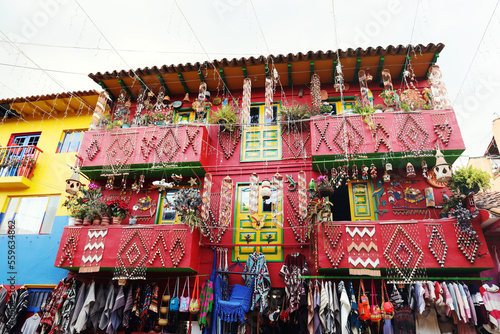 RAQUIRA, COLOMBIA. Beautiful houses of the small town of Raquira. The City of Pots, Colombia.