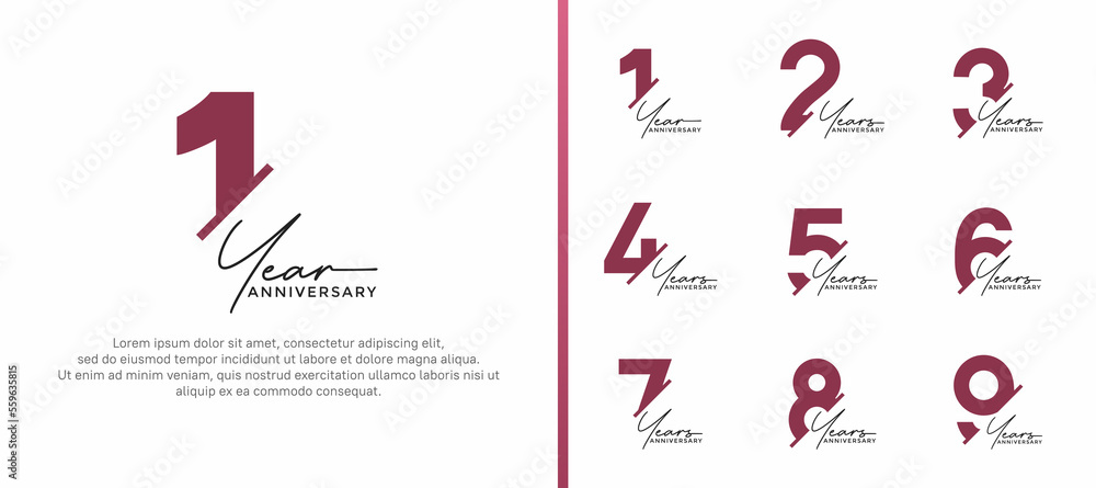 Naklejka premium set of anniversary logo style purple and black color on white background for special moment