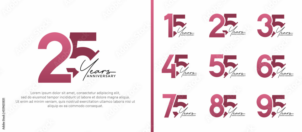 set of anniversary logo style purple and black color on white background for special moment set of anniversary logo style purple and black color on white background for special moment