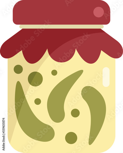 Canned pepper icon flat vector. Pickle food. Glass jar isolated