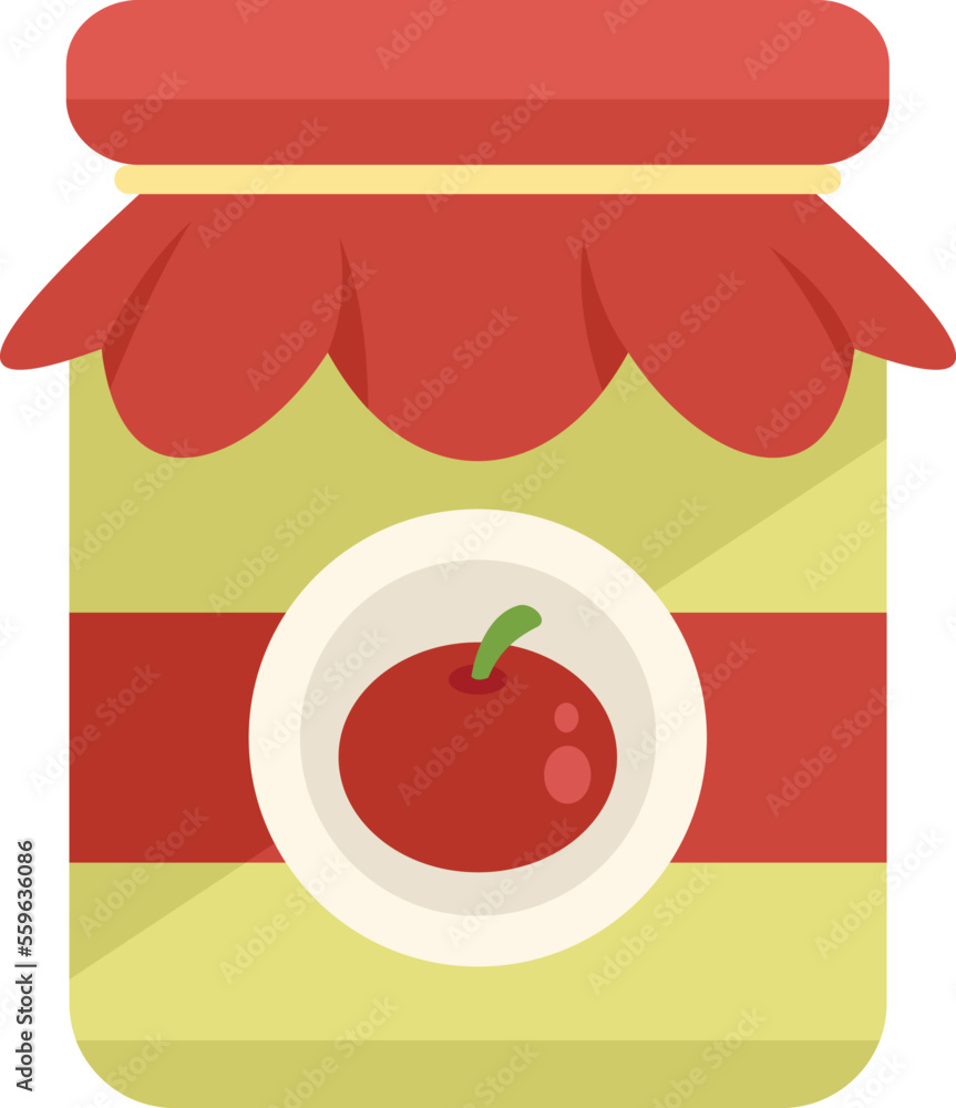 Canned cherry icon flat vector. Pickle food. Can product isolated Canned cherry icon flat vector. Pickle food. Can product isolated