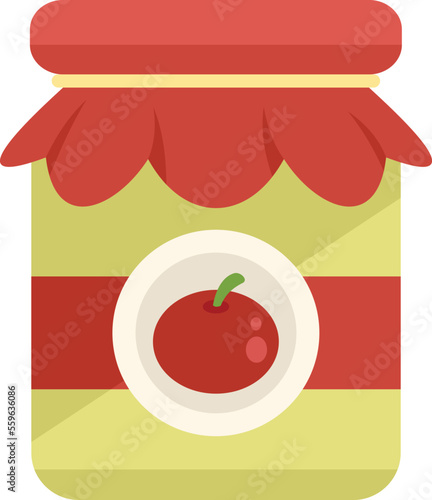 Canned cherry icon flat vector. Pickle food. Can product isolated