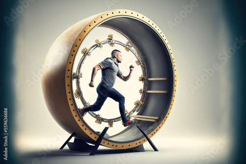 Man in Hamster Wheel-AI Generated photo