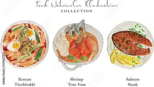 asian food watercolor illustration collection