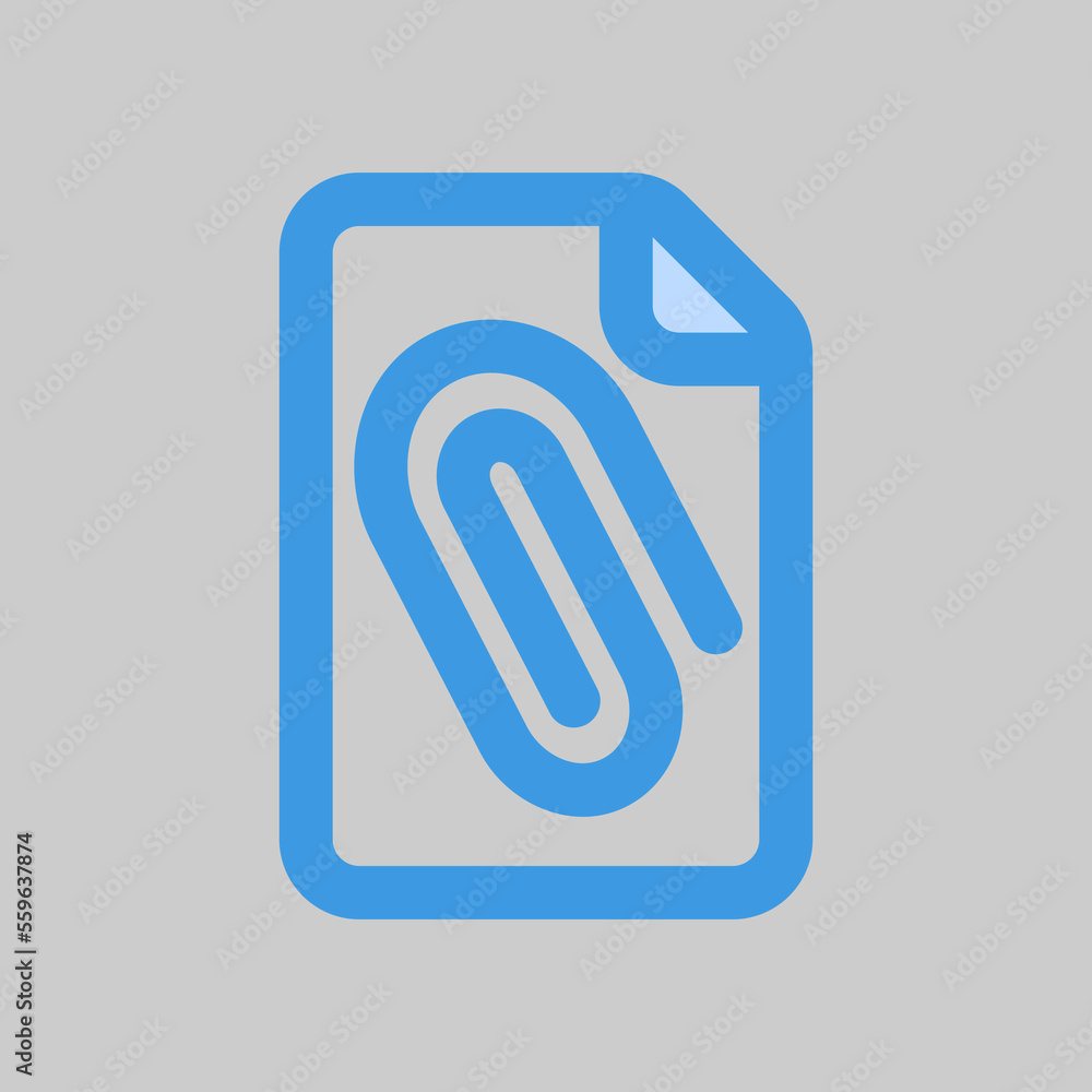 Attachment file icon in blue style, use for website mobile app presentation Attachment file icon in blue style, use for website mobile app presentation