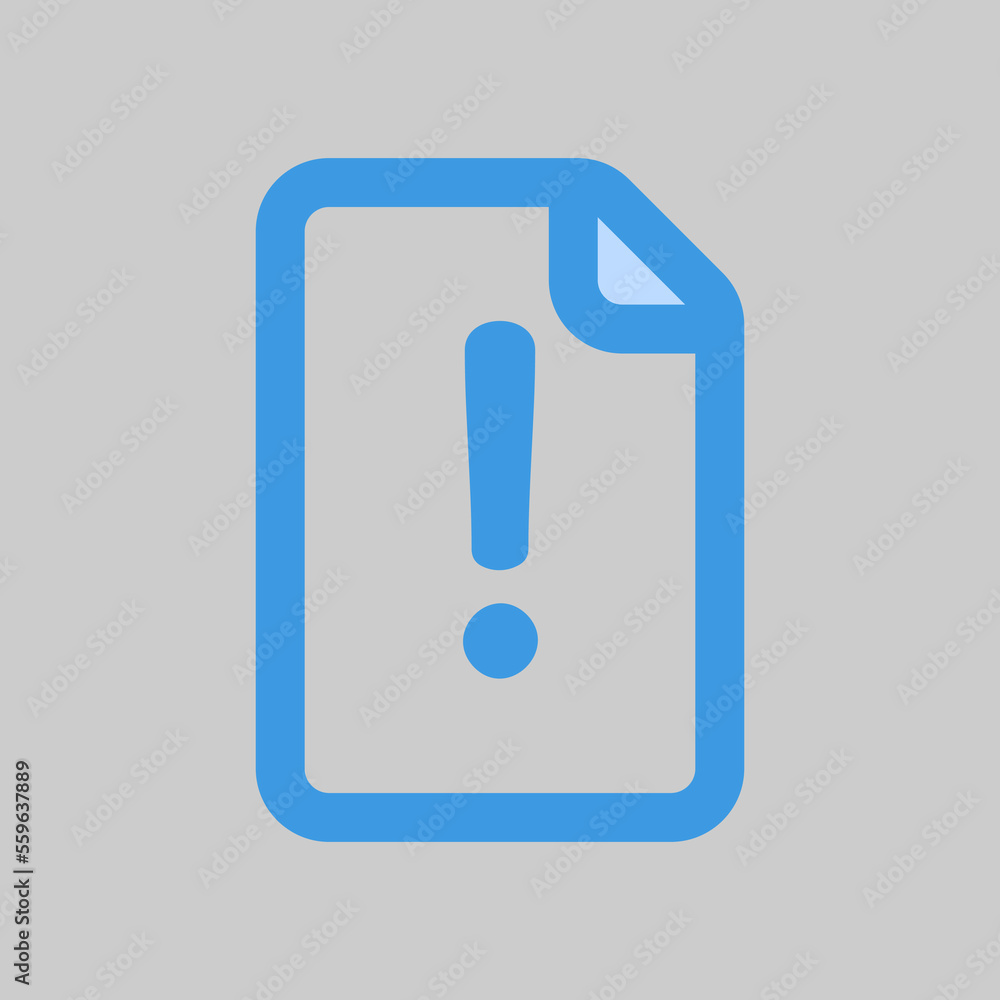 Warning file icon in blue style, use for website mobile app presentation Warning file icon in blue style, use for website mobile app presentation