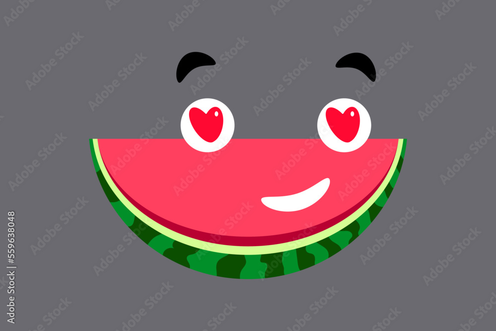 Cute watermelon, cartoon character vector illustration Cute watermelon, cartoon character vector illustration