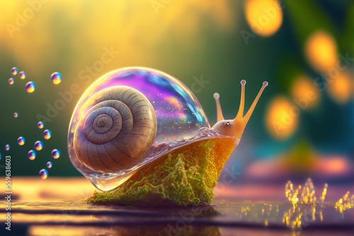 An extremely sharp and detailed portrait of snail macro. Generative AI. Detailed snail. Snail macro.