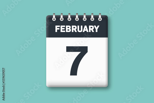 February 7 - Calender Date  7th of February on Cyan / Bluegreen Background © lhphotos
