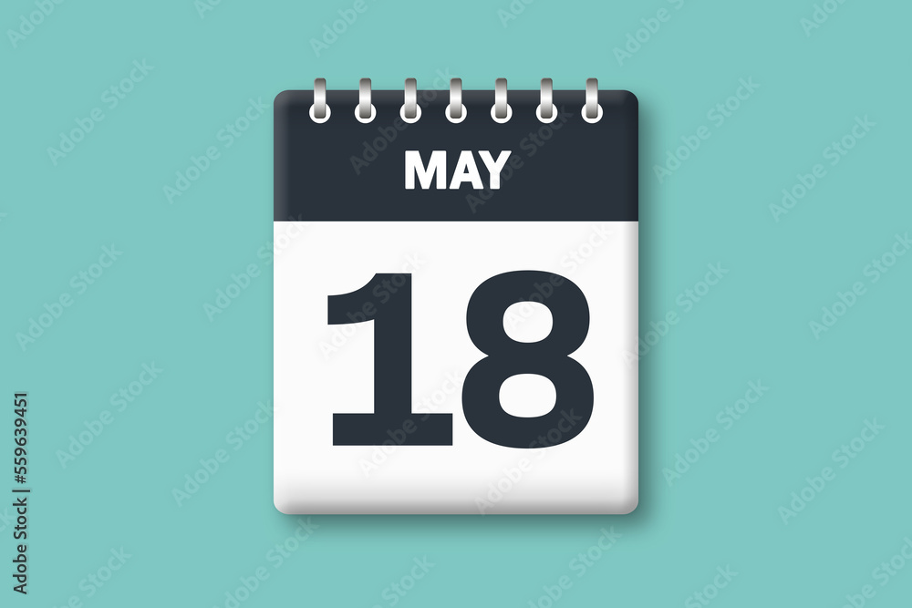 May 18 - Calender Date 18th of May on Cyan / Bluegreen Background May 18 - Calender Date 18th of May on Cyan / Bluegreen Background
