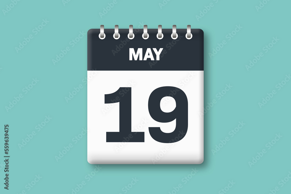 May 19 - Calender Date 19th of May on Cyan / Bluegreen Background May 19 - Calender Date 19th of May on Cyan / Bluegreen Background