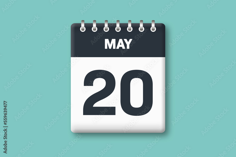 May 20 - Calender Date 20th of May on Cyan / Bluegreen Background May 20 - Calender Date 20th of May on Cyan / Bluegreen Background