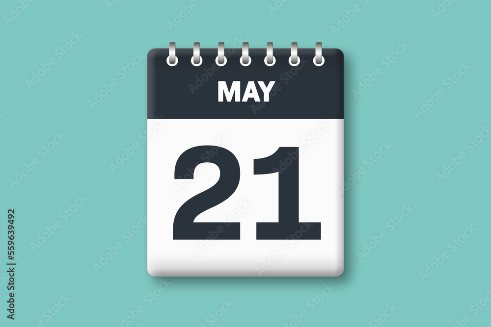 May 21 - Calender Date 21st of May on Cyan / Bluegreen Background May 21 - Calender Date 21st of May on Cyan / Bluegreen Background