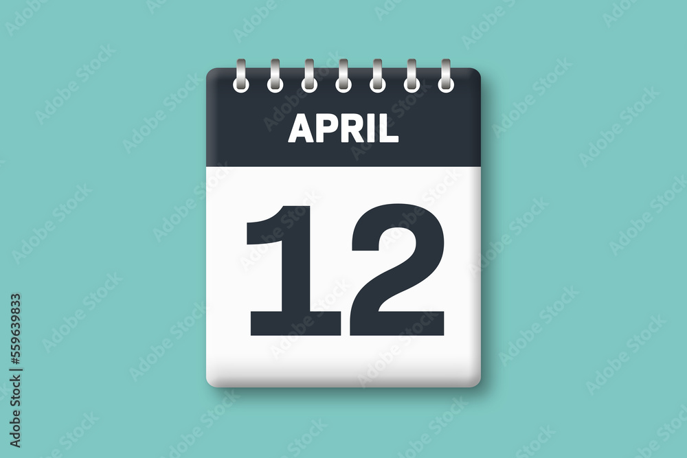 April 12 - Calender Date 12th of April on Cyan / Bluegreen Background April 12 - Calender Date 12th of April on Cyan / Bluegreen Background