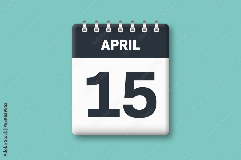 April 15 - Calender Date 15th of April on Cyan / Bluegreen Background April 15 - Calender Date 15th of April on Cyan / Bluegreen Background