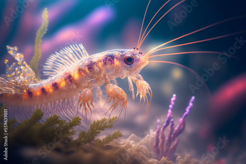 An extremely sharp and detailed portrait of shrimp macro. Generative AI. Detailed shrimp. Shrimp macro. © UIMEGA