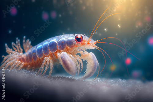 An extremely sharp and detailed portrait of shrimp macro. Generative AI. Detailed shrimp. Shrimp macro.