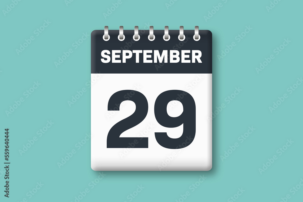 September 29 - Calender Date 29th of September on Cyan / Bluegreen Background September 29 - Calender Date 29th of September on Cyan / Bluegreen Background